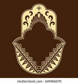 Hamsa hand drawn symbol. Decorative pattern in oriental style for interior decoration and henna drawings. The ancient sign of "Hand of Fatima".