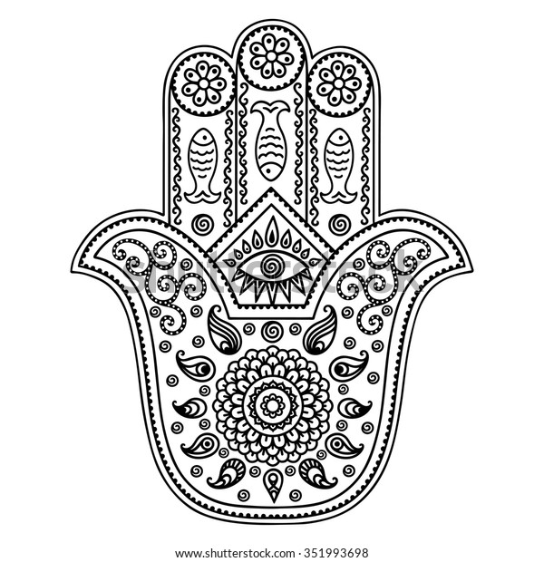 Hamsa Hand Drawn Symbol Decorative Pattern Stock Vector (Royalty Free ...