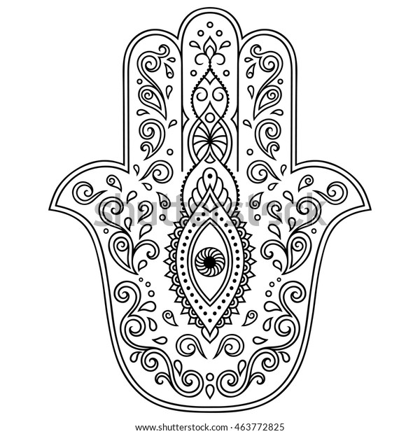 Hamsa Hand Drawn Symbol Decorative Pattern Stock Vector (Royalty Free ...