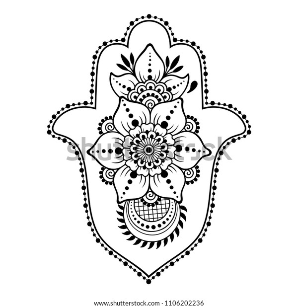 Hamsa Hand Drawn Symbol Flower Decorative Stock Vector (Royalty Free ...