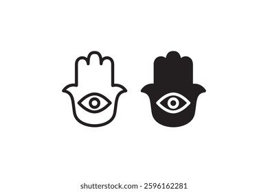 Hamsa Hand with Evil Eye Icon Vector