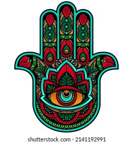 Hamsa Hand Evil Eye, Vector EPS 10