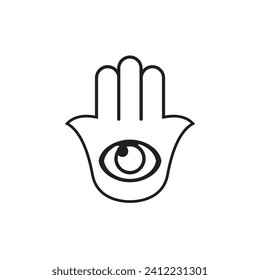 Hamsa hand with eye vector symbol illustration