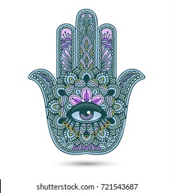 Hamsa Hand Fatima Good Luck Charm Stock Vector (Royalty Free) 721543687