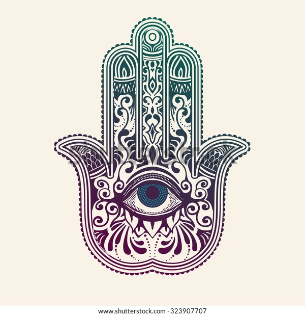 Hamsa Hand Fatima Good Luck Charm Stock Vector (Royalty Free) 323907707