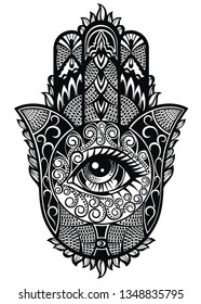 Hamsa, hand of Fatima, vector illustration