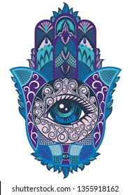 Hamsa, hand of Fatima, vector illustration