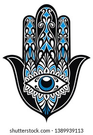 Hamsa, hand of Fatima, vector illustration