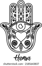 Hamsa, hand of Fatima, vector illustration