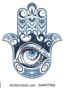 Hamsa, hand of Fatima, vector illustration