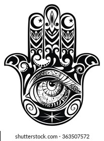 Hamsa, hand of Fatima, vector illustration