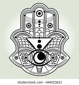 Hamsa hand. Hand of Fatima, vector illustration