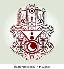 Hamsa hand. Hand of Fatima, vector illustration