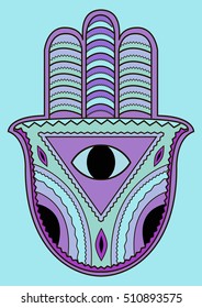 Hamsa, hand of Fatima, vector illustration