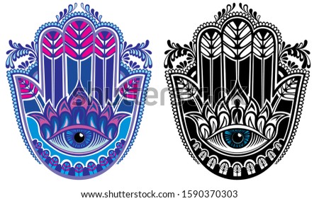 Hamsa, hand of Fatima, vector illustration