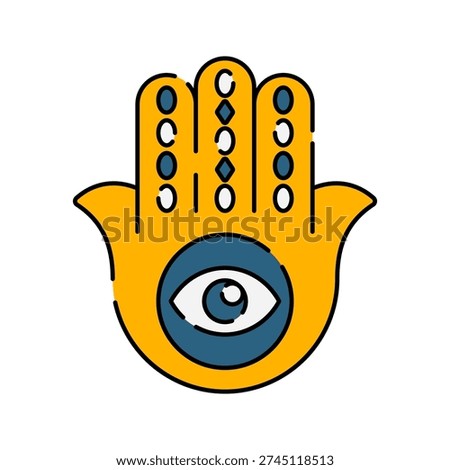 Hamsa Hand Flat design style protective hand symbolizing spiritual belief ideal for cultural symbols and mystical themed designs