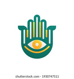 Hamsa Hand Flat Icon Logo Illustration Vector Isolated. Ramadan and Muslim Icon-Set. Suitable for Web Design, Logo, App, and Upscale Your Business.