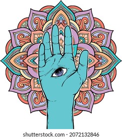 Hamsa Hand of God Mandala Vector Illustration