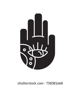 hamsa hand icon flat black