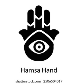 Hamsa hand icon in glyph style 