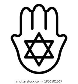 Hamsa hand icon. Outline Hamsa hand vector icon for web design isolated on white background