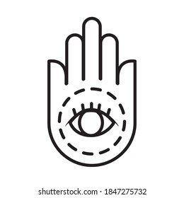 hamsa hand icon over white background, line style, vector illustration