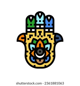 hamsa hand islam muslim color icon vector. hamsa hand islam muslim sign. isolated symbol illustration