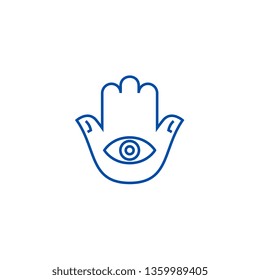 Hamsa hand line icon concept. Hamsa hand flat  vector symbol, sign, outline illustration.