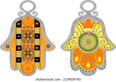 Hamsa hand of Miriam hand of David  a traditional Jewish amulet Vector illustration isolated on white background