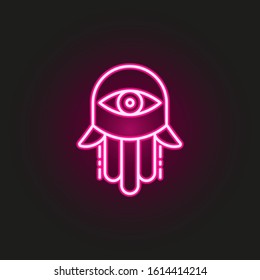 Hamsa Hand neon style icon. Simple thin line, outline vector of judaism icons for ui and ux, website or mobile application