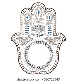 Hamsa Hand Ornament Isolated on White