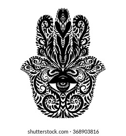 Hamsa hand palm of Mary Fatima Miriam, devine symbol of protection from evil eye