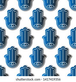 Hamsa hand pattern vector illustration. Jewish Israeli symbol pattern, ornament. Vector EPS 10.