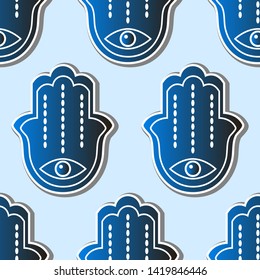 Hamsa hand pattern vector illustration. Jewish Israeli symbol pattern, ornament. Vector EPS 10.