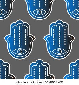 Hamsa hand pattern vector illustration. Jewish Israeli symbol pattern, ornament. Vector EPS 10.