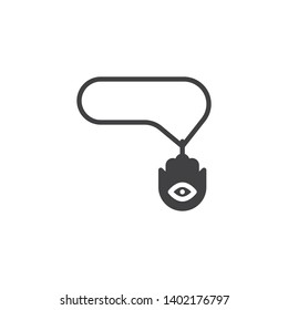 Hamsa hand pendant vector icon. filled flat sign for mobile concept and web design. Hand of Fatima chain necklace glyph icon. Symbol, logo illustration. Vector graphics