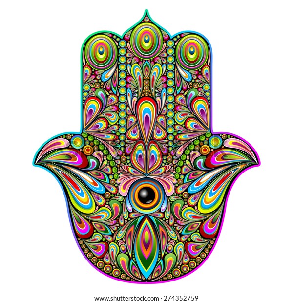 Psychedelic Sacred Hamsa Hand Tee Image by Shutterstock