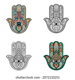 Ilustración del vector de conjunto de mano de Hamsa