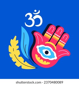 Hamsa hand shaped Amulet - modern colored vector illustration