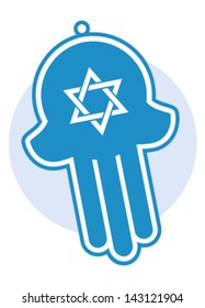 Hamsa hand with Star of David. Vector illustration.