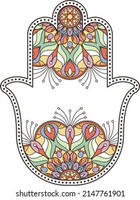 Hamsa hand symbol. Ethnic decorative ornamental amulet
