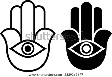 Hamsa hand symbol vector illustration. Khamsa symbol. Evil eye hand. Hand of Fatima spiritual design.