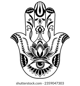 Hamsa hand tattoo design. Vector illustration eps10.
