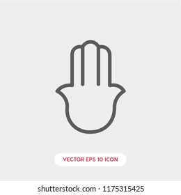 Hamsa hand vector icon. Religion symbol.  Pictogram, flat vector sign isolated on white background. Simple vector illustration for graphic and web design.