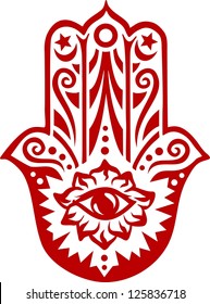 Hamsa hand - vector image / Hand of Fatima / protection amulet, symbol of strength and happiness