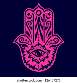 Hamsa hand - vector image negative / Hand of Fatima / protection amulet, symbol of strength and happiness