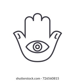 hamsa hand vector line icon, sign, illustration on background, editable strokes