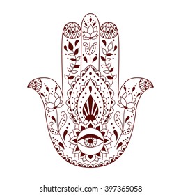 Hamsa Henna Tattoo Ethnic Ornament Pattern Stock Vector (Royalty Free ...