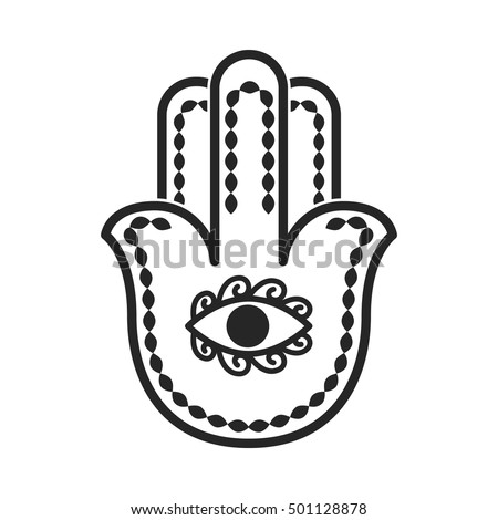 Hamsa icon in black style isolated on white background. Religion symbol stock vector illustration.
