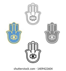 Hamsa icon in cartoon,black style isolated on white background. Religion symbol stock vector illustration.
